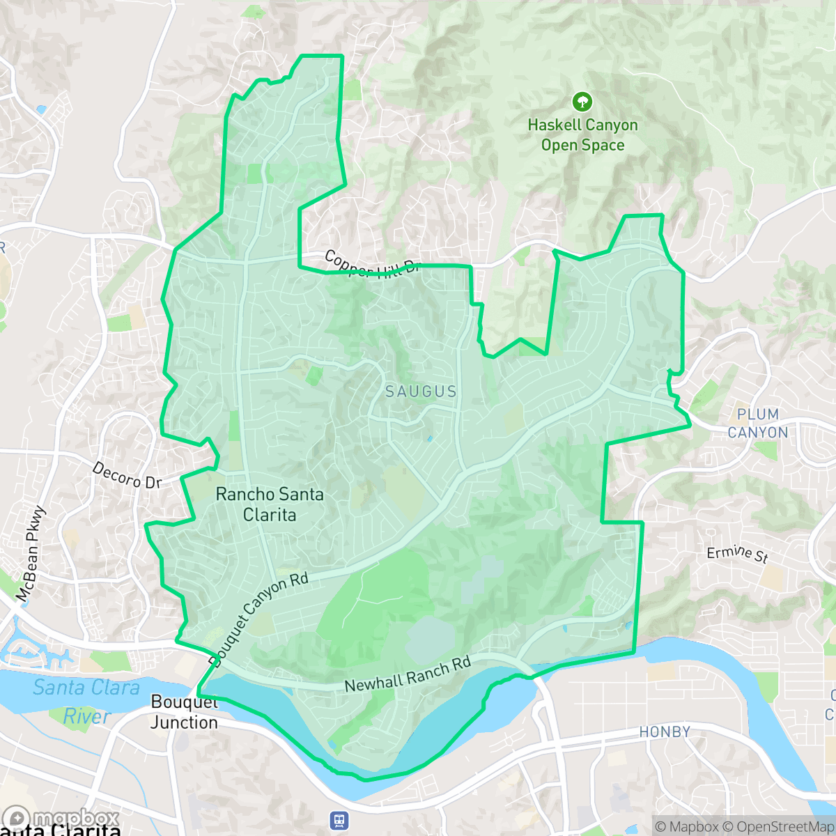 Map showing the location of Saugus, Santa Clarita, CA