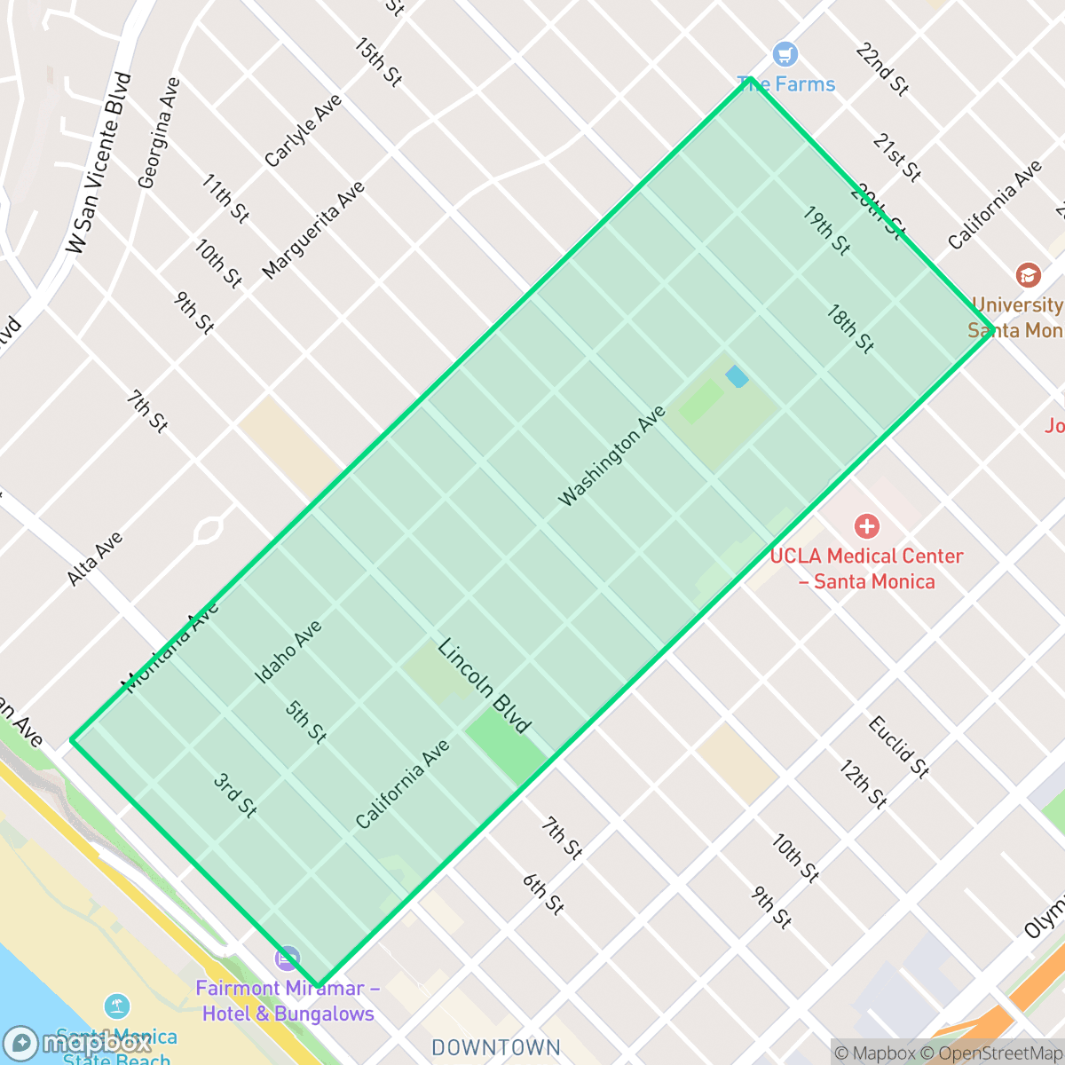 Map showing the location of Wilshire/Montana, Santa Monica, CA