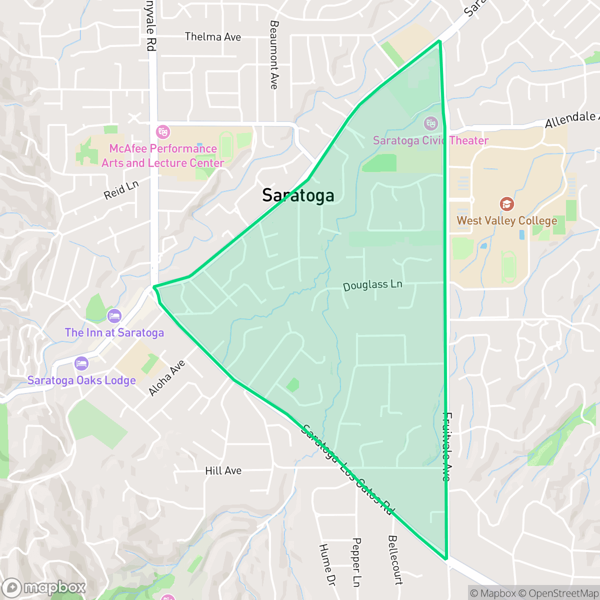 Map showing the location of Fruitvale West, Saratoga, CA