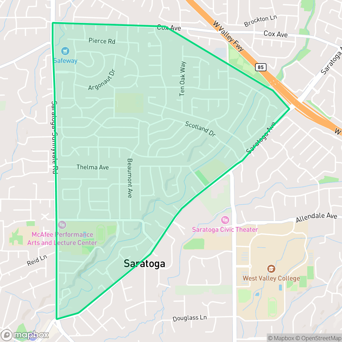 Map showing the location of Triangle South, Saratoga, CA