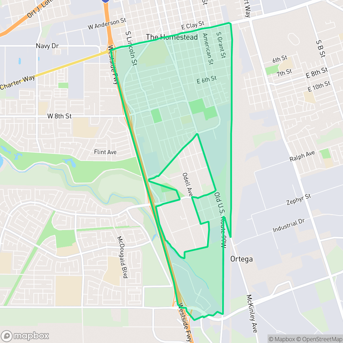 Map showing the location of McKinley Park, Stockton, CA