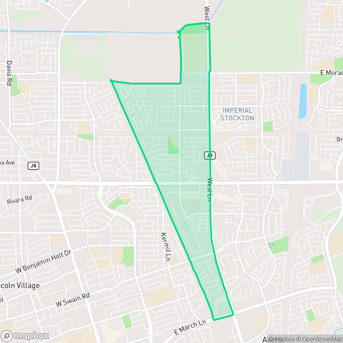 Map showing the location of Tam O'Shanter, Stockton, CA