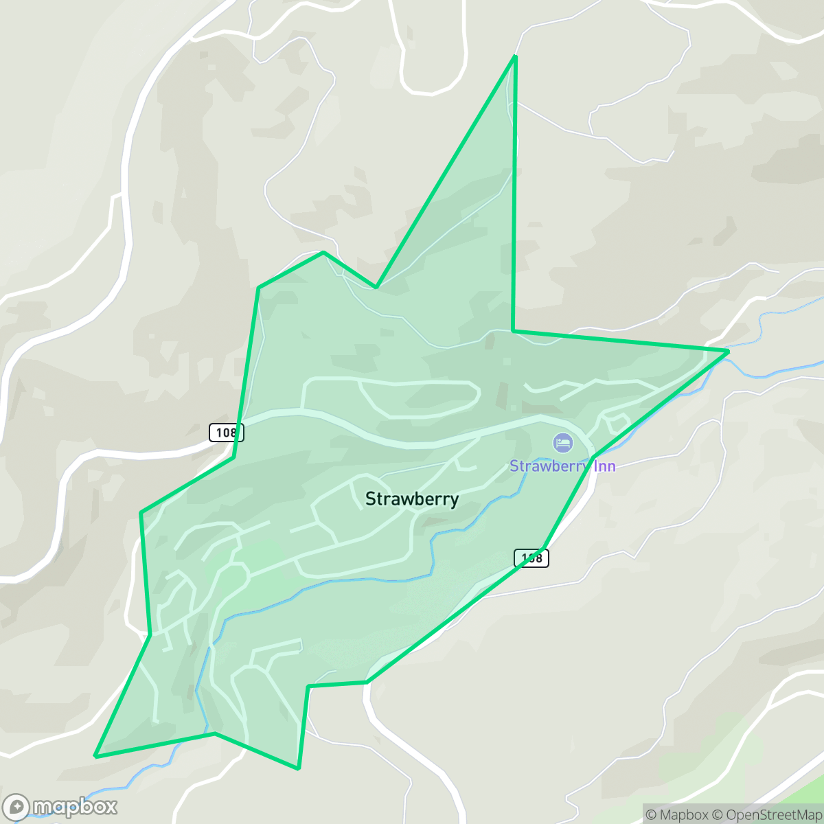 Map showing the location of Strawberry, CA — coverage area