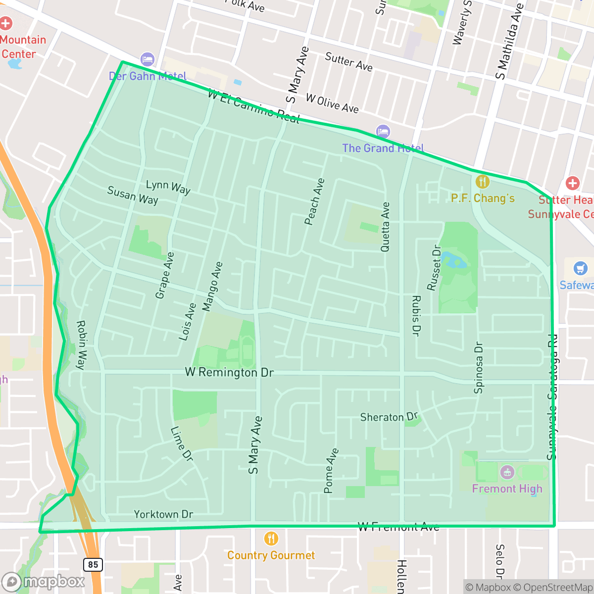 Map showing the location of De Anza, Sunnyvale, CA