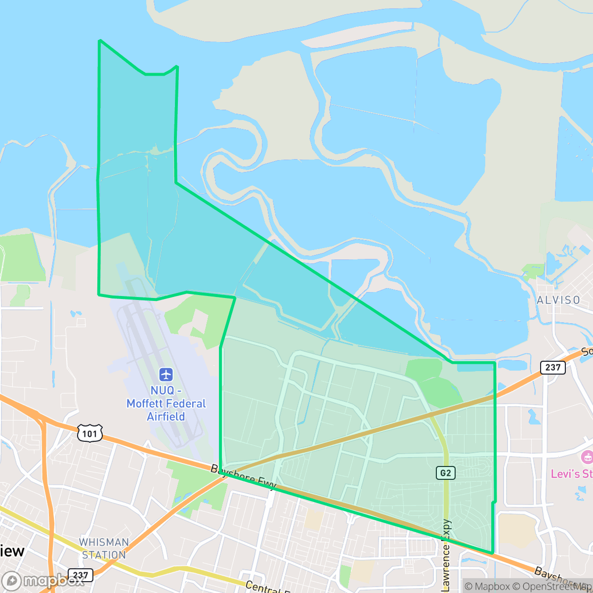 Map showing the location of Lakewood, Sunnyvale, CA