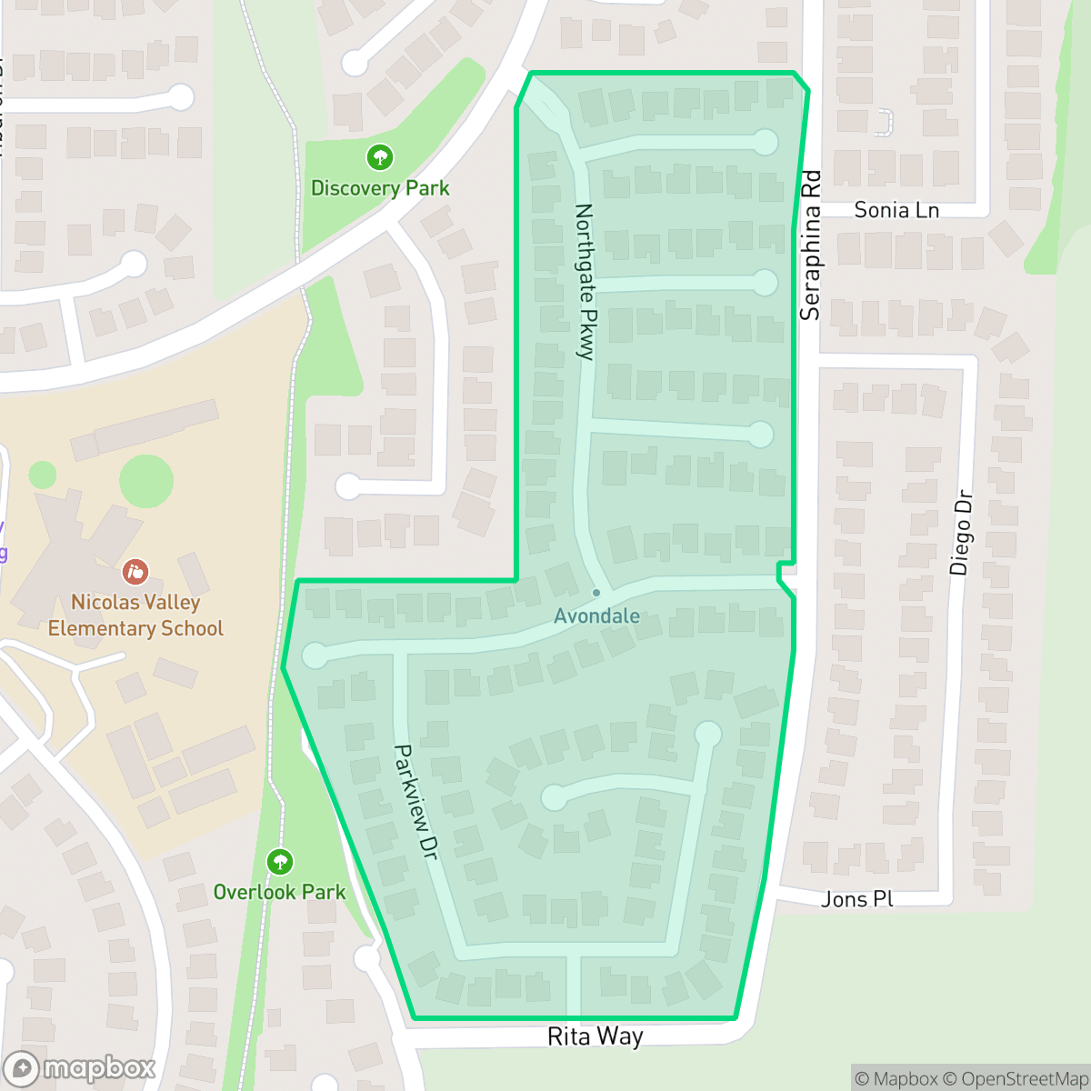 Map showing the location of Avondale, Temecula, CA