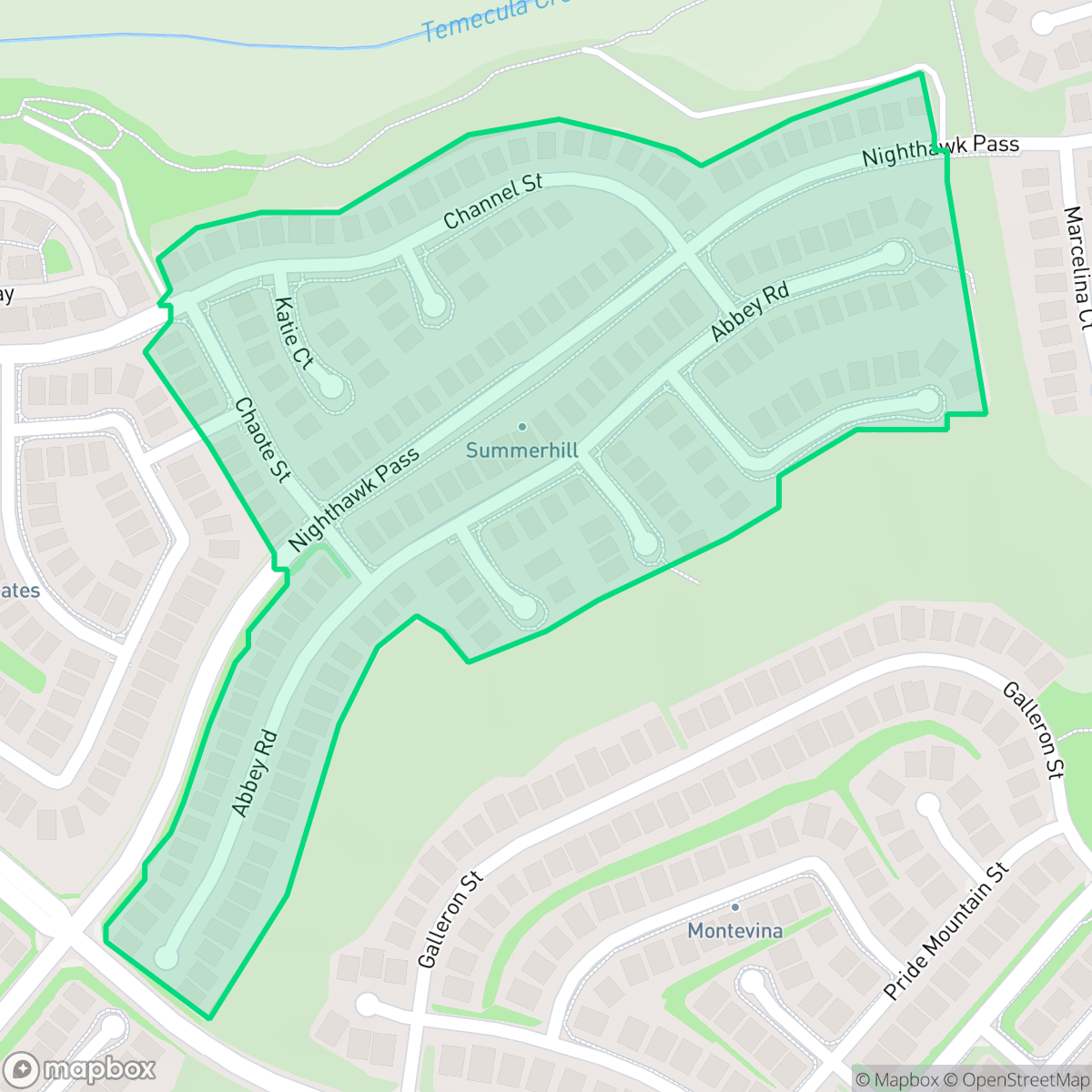 Map showing the location of Summerhill, Temecula, CA