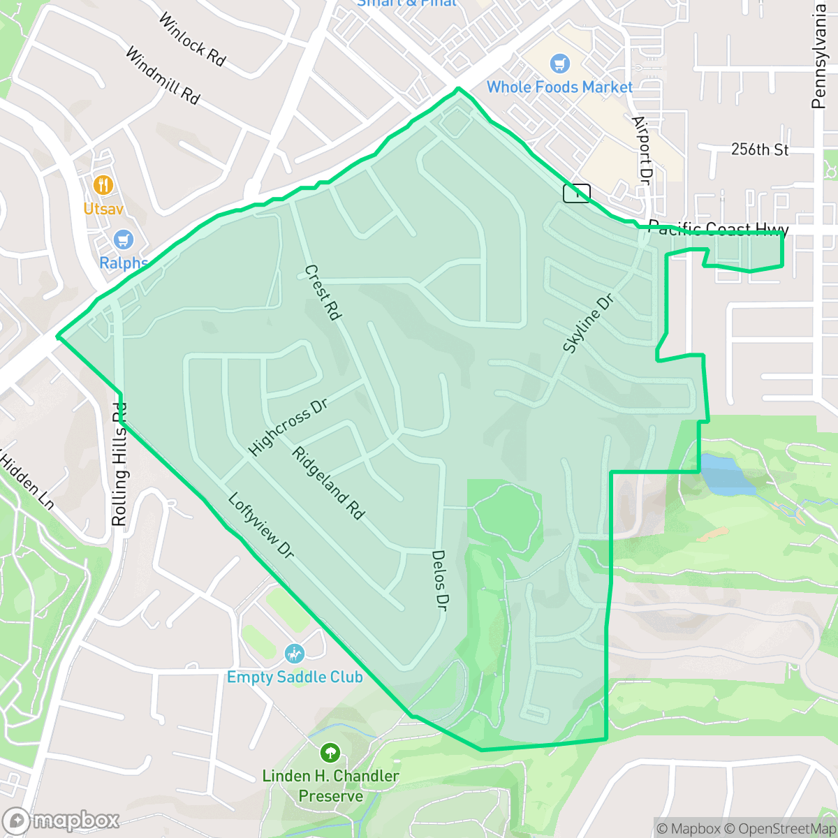 Map showing the location of Hillside, Torrance, CA