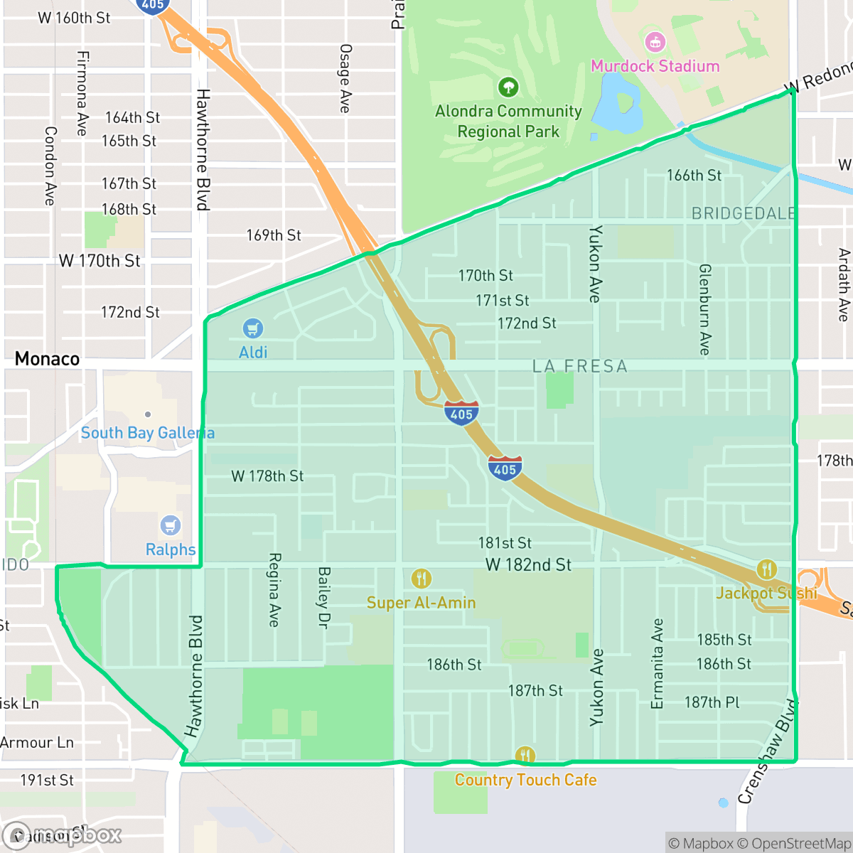 Map showing the location of Northwest Torrance, Torrance, CA