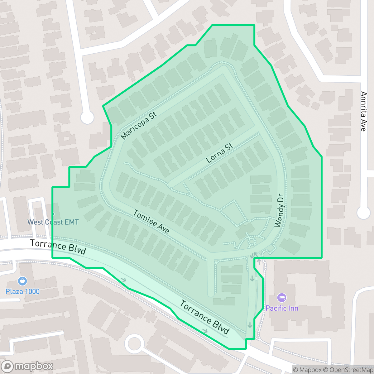 Map showing the location of Pacific Colony, Torrance, CA