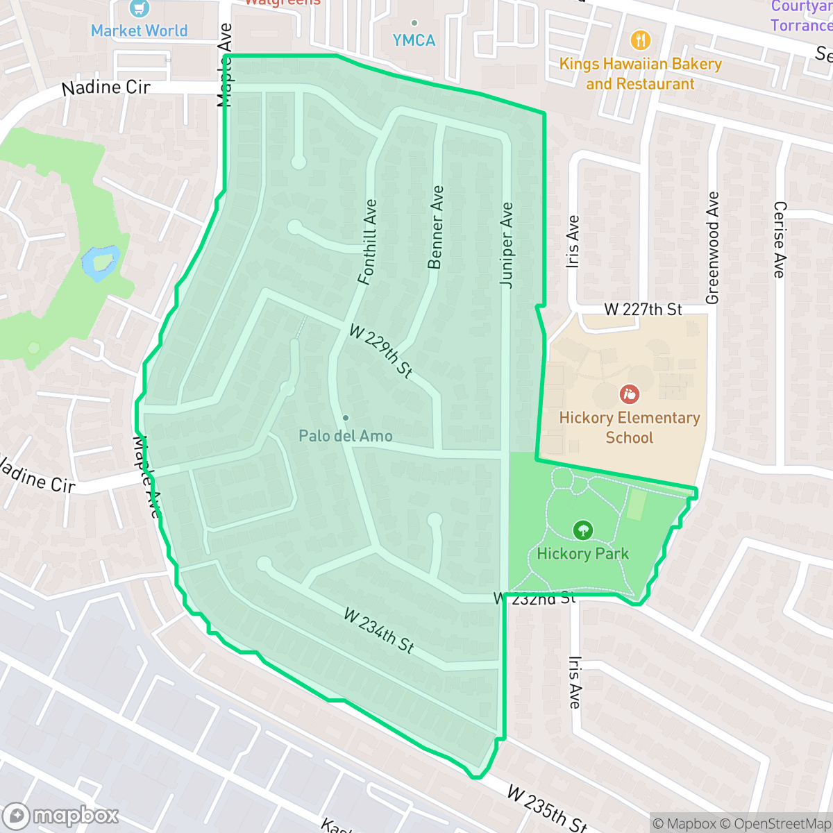 Map showing the location of Palo del Amo, Torrance, CA
