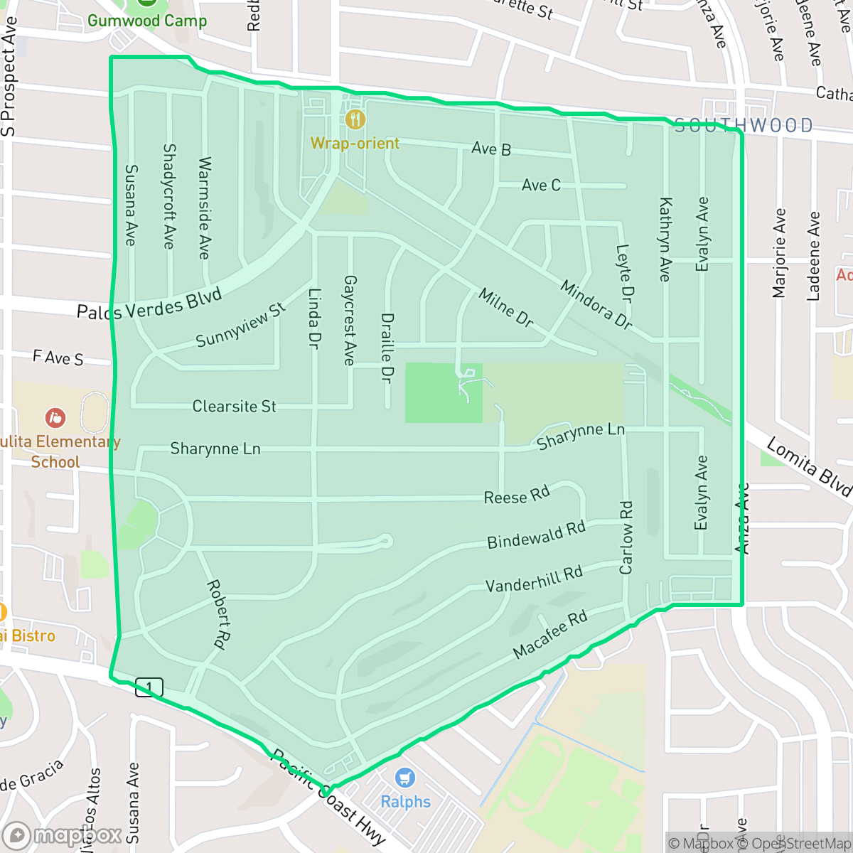 Map showing the location of Seaside, Torrance, CA