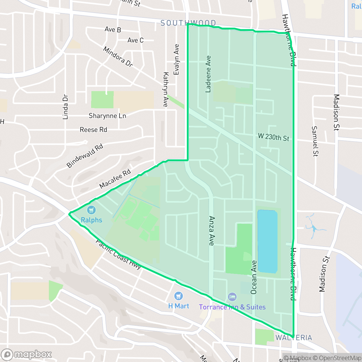 Map showing the location of Southwood Riviera, Torrance, CA