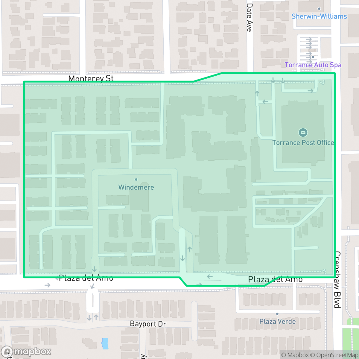 Map showing the location of Torrance Windemere, Torrance, CA