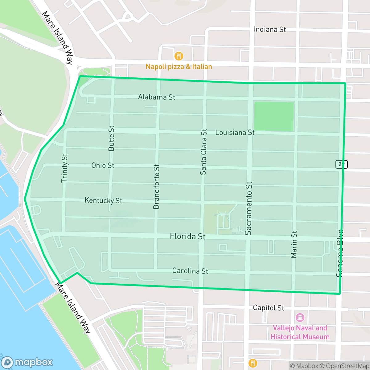 Map showing the location of Saint Vincents Hill Historic District, Vallejo, CA
