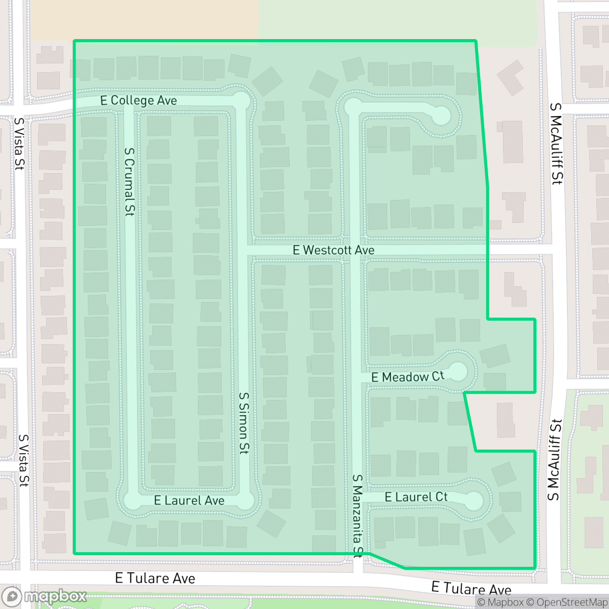 Map showing the location of Candelas, Visalia, CA