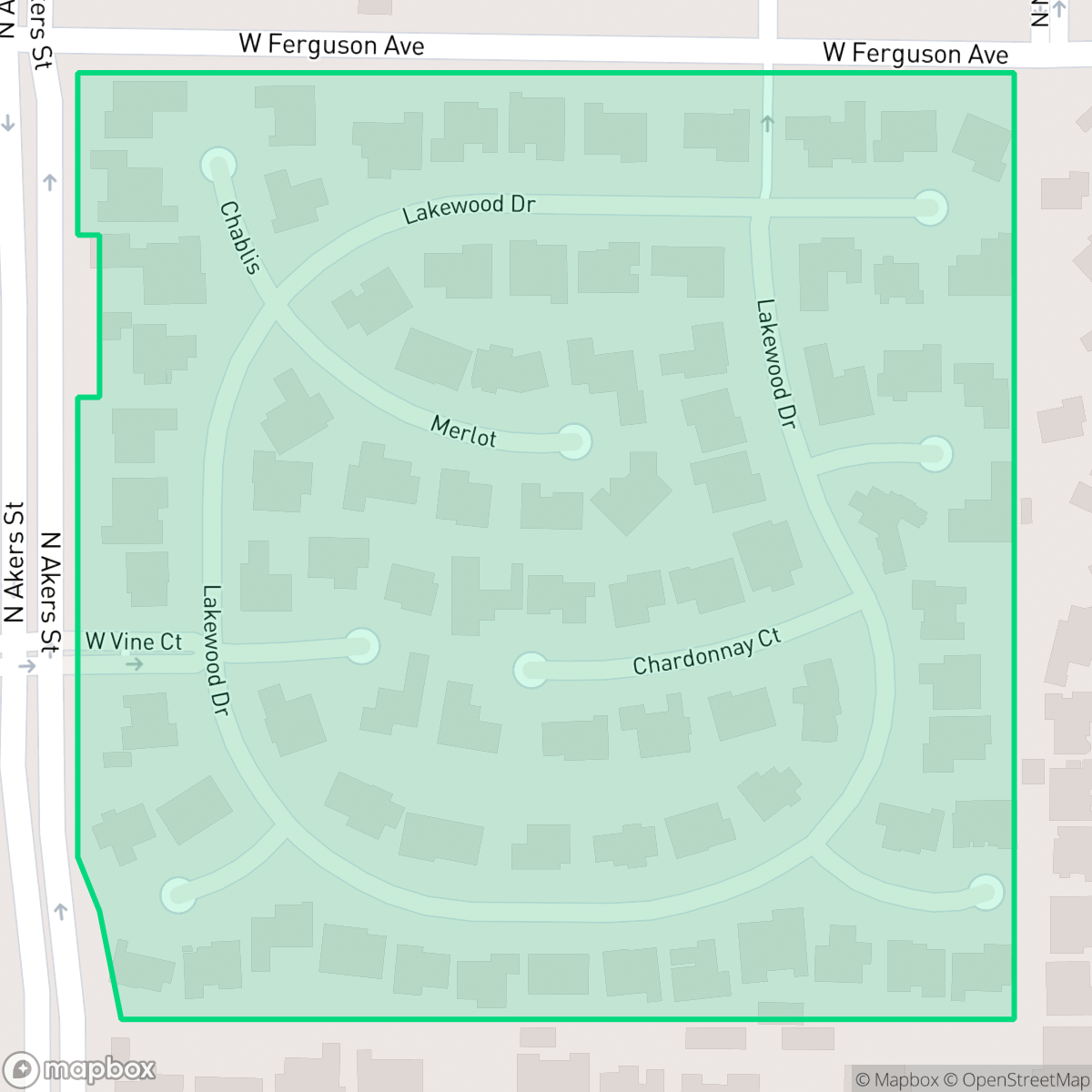 Map showing the location of Lakewood, Visalia, CA