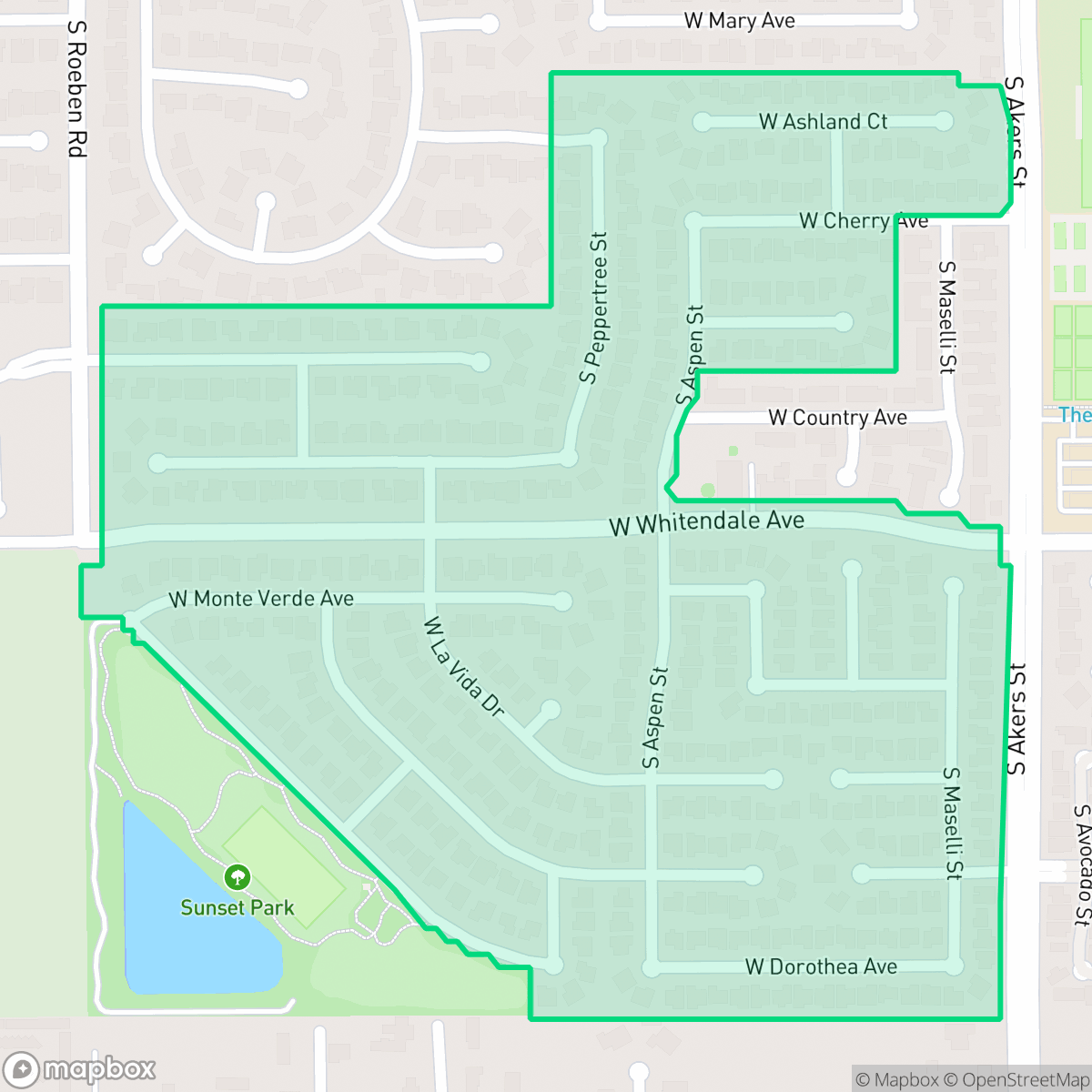 Map showing the location of Lisendra Heights, Visalia, CA