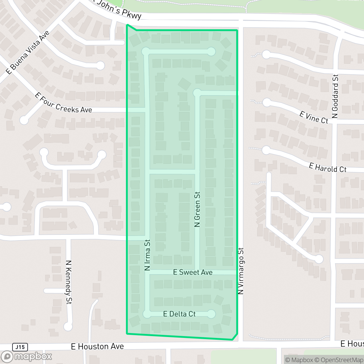 Map showing the location of Pine River Ranch Estates, Visalia, CA