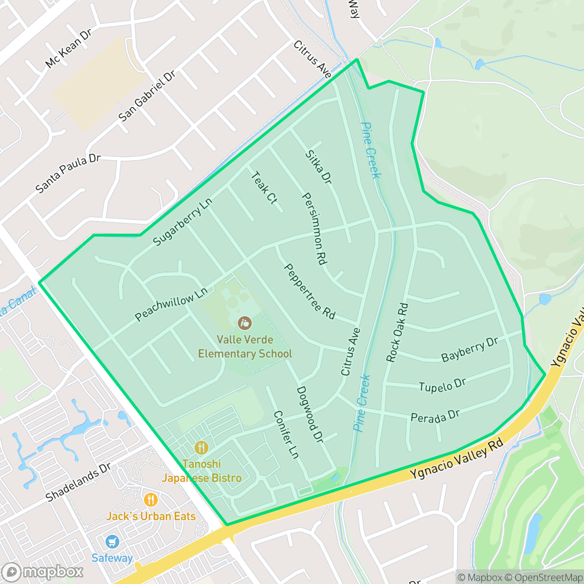 Map showing the location of Woodlands, Walnut Creek, CA