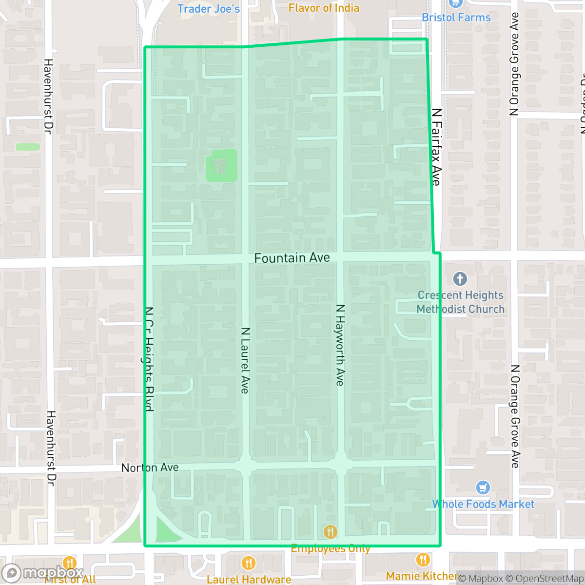 Map showing the location of Center City, West Hollywood, CA