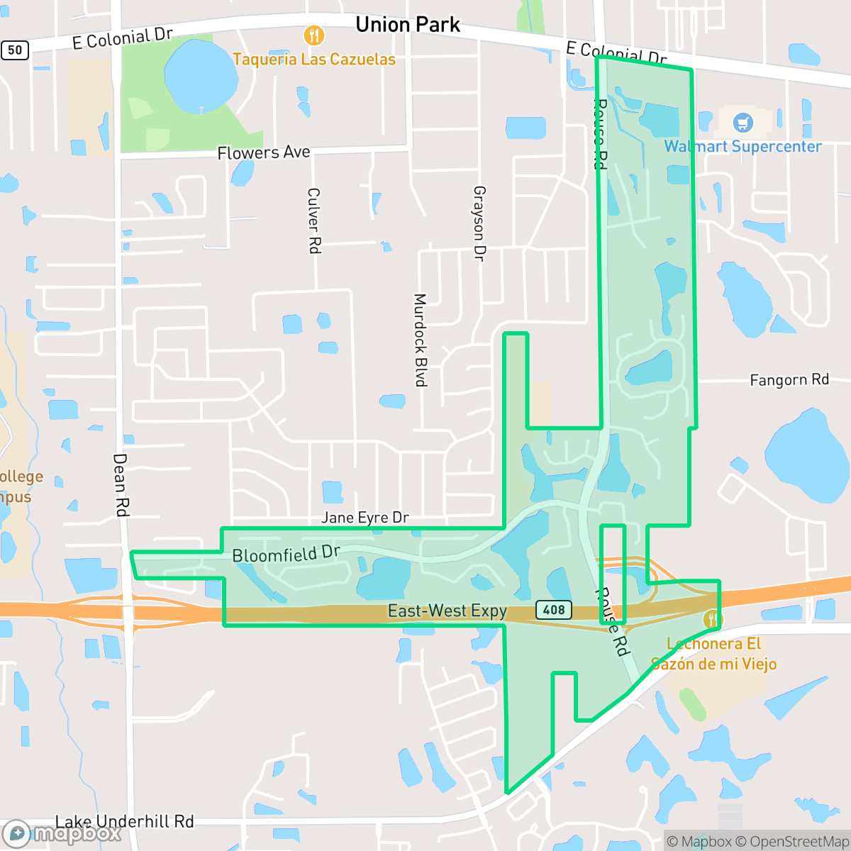 Map showing the location of High Point, Alafaya, FL
