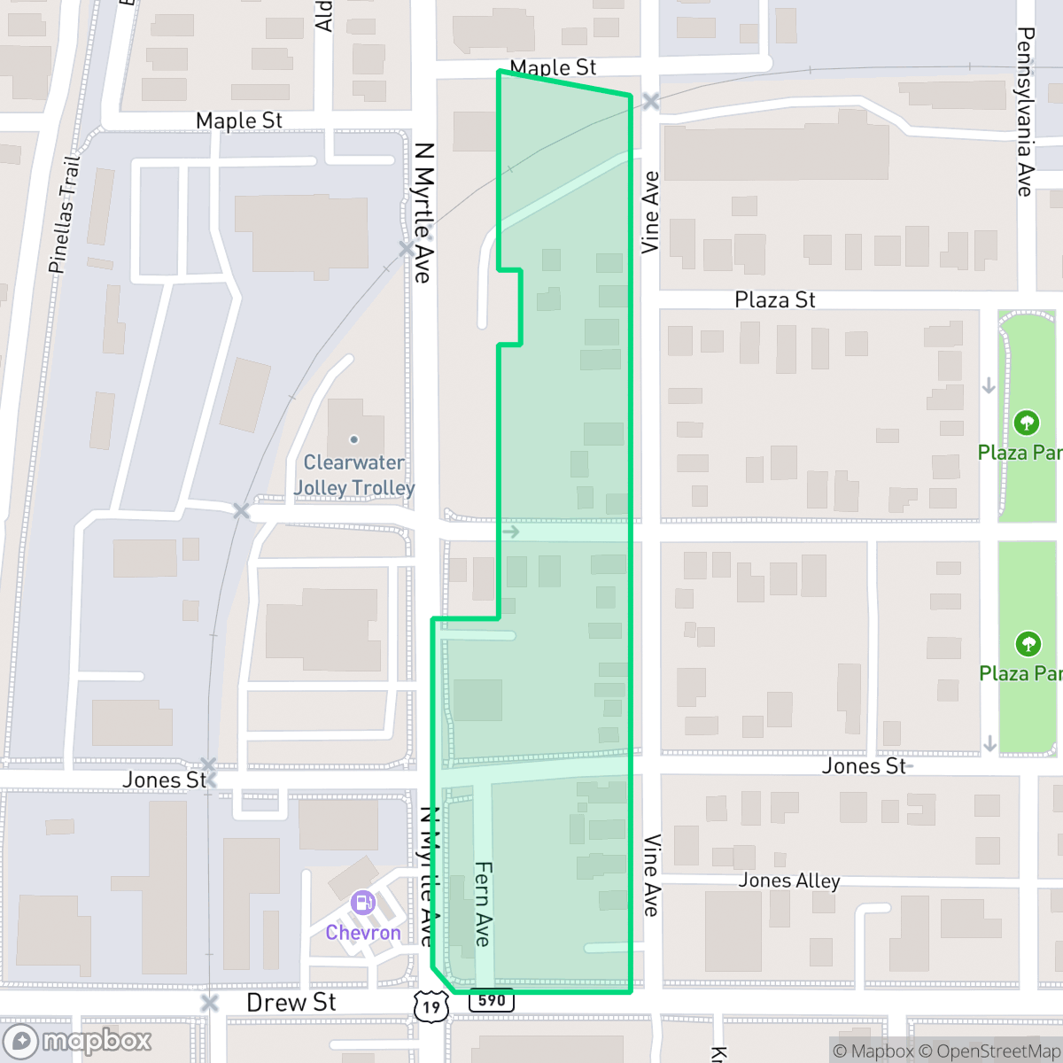 Map showing the location of Drew Park Plaza Homeowners Association, Clearwater, FL