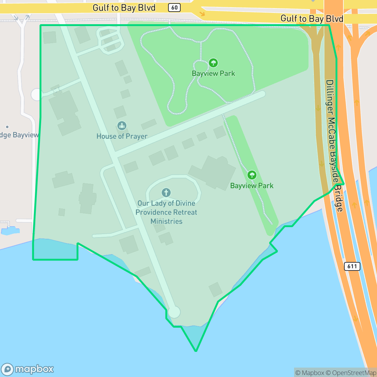 Map showing the location of Historic Bayview Association, Clearwater, FL