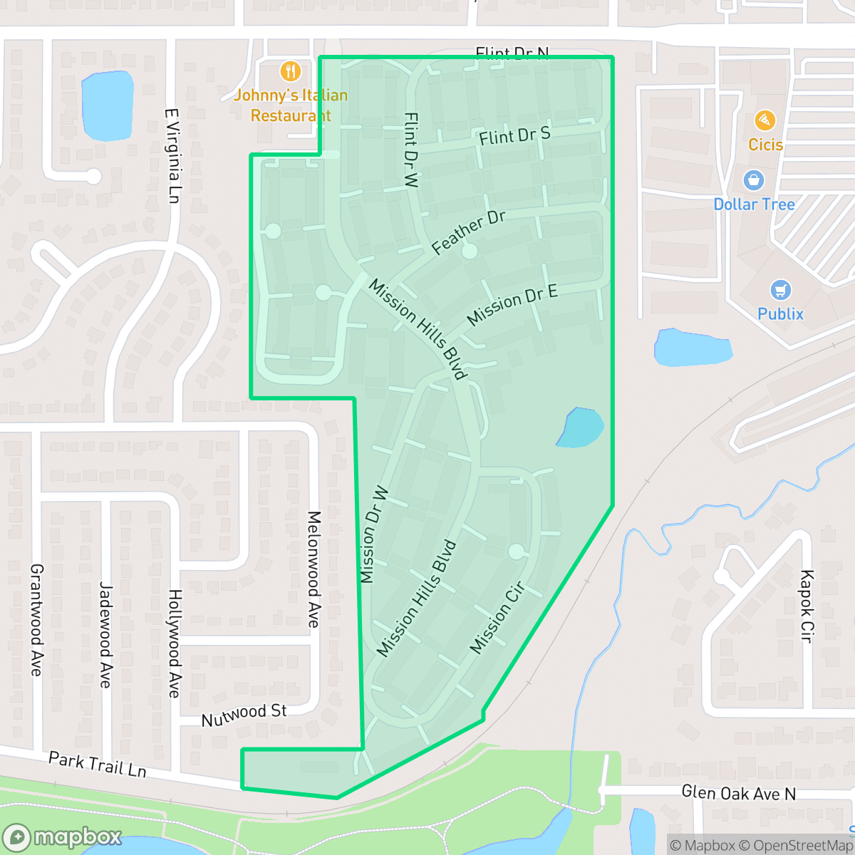Map showing the location of Mission Hills Condominium Association, Clearwater, FL