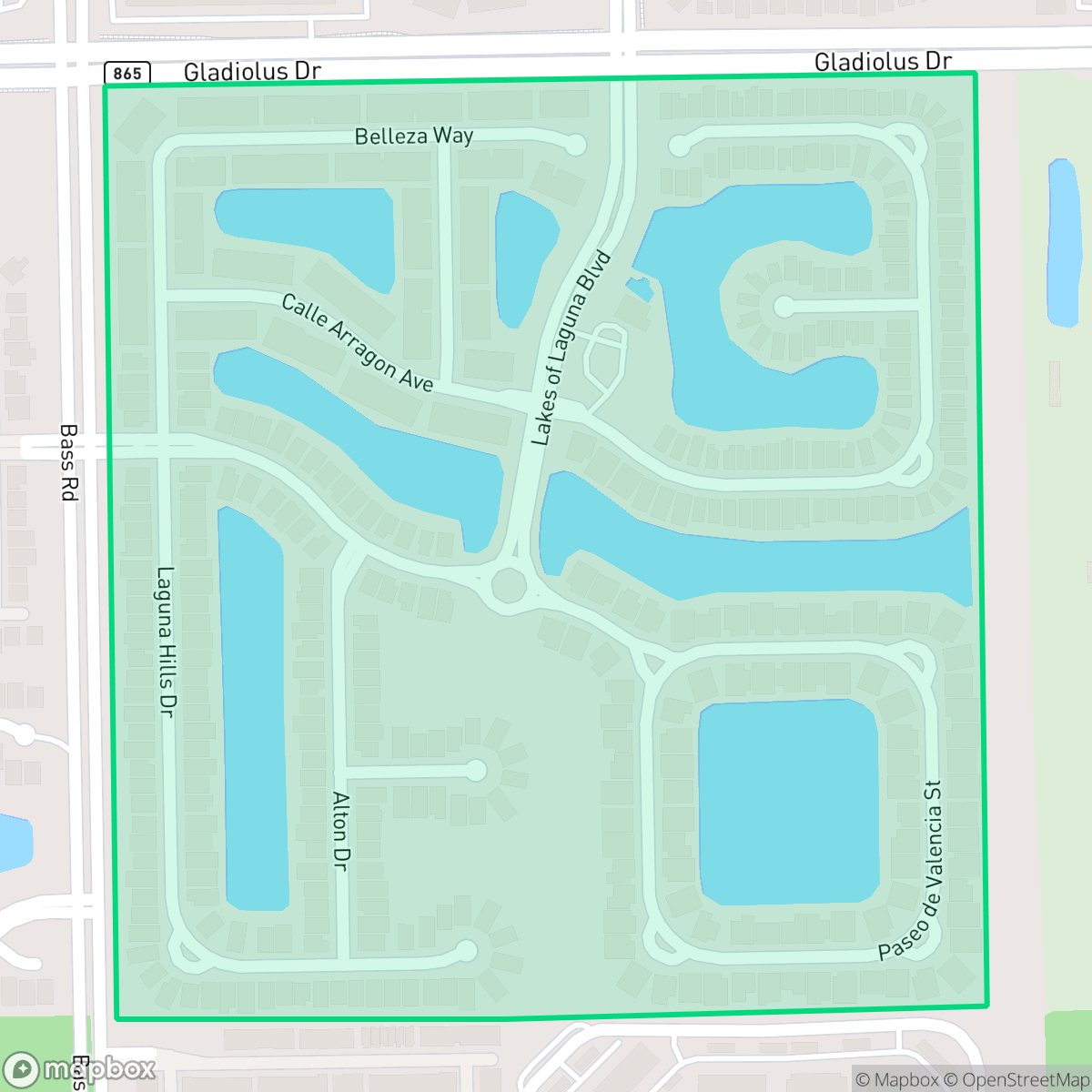 Map showing the location of Laguna Lakes, Cypress Lake, FL