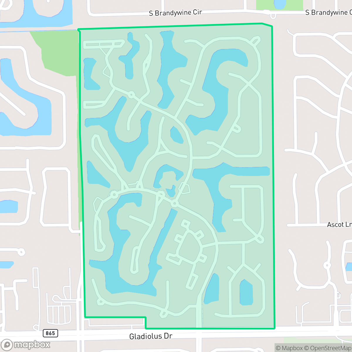 Map showing the location of Parker Lakes, Cypress Lake, FL