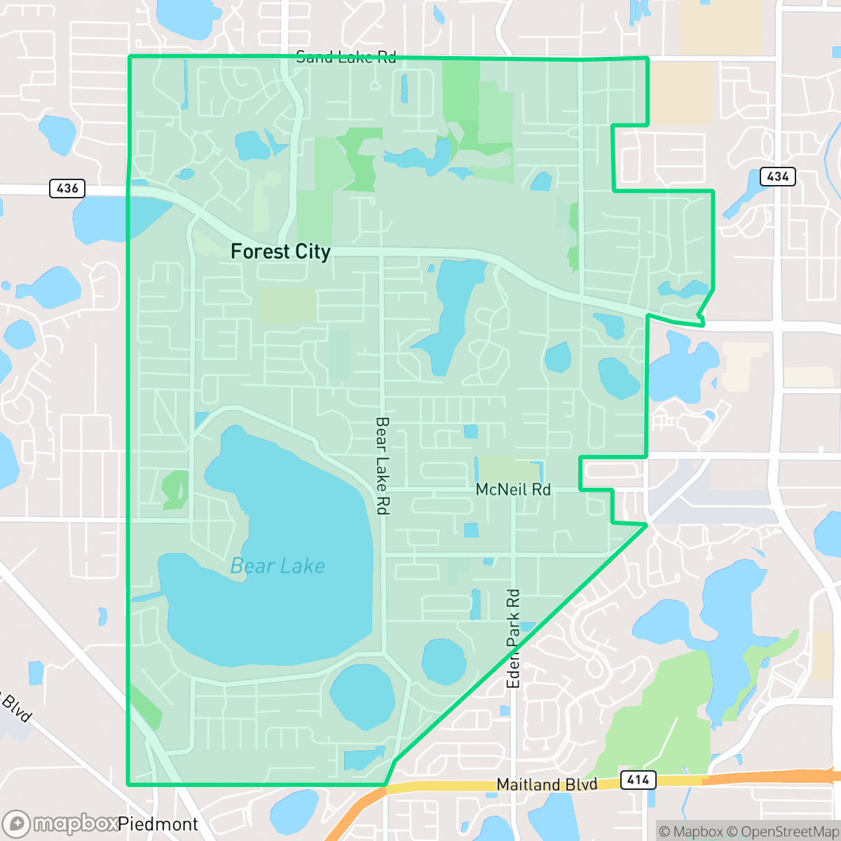 Map showing the location of Forest City, FL — coverage area