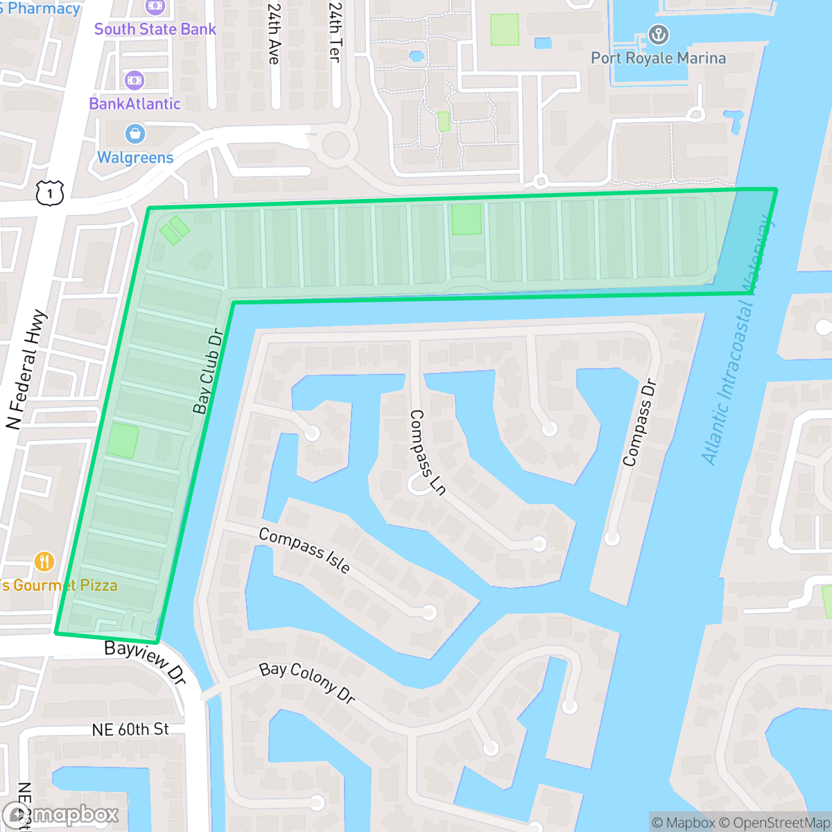 Map showing the location of Bay Colony Club, Fort Lauderdale, FL