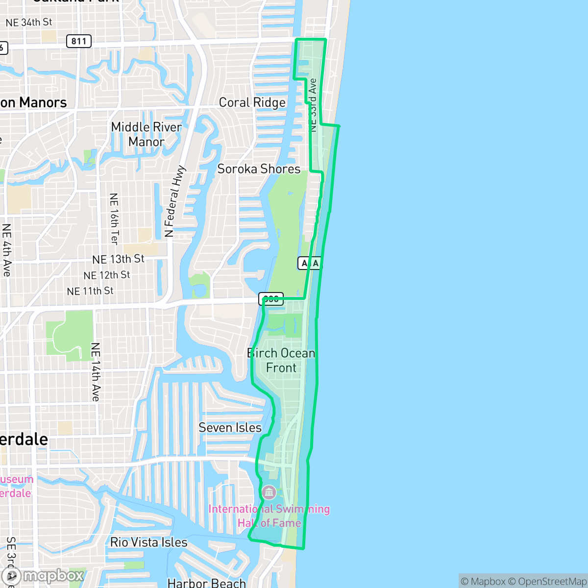 Map showing the location of Central Beach Alliance, Fort Lauderdale, FL