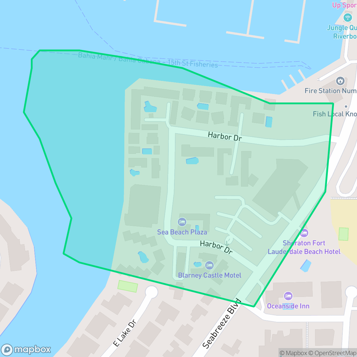 Map showing the location of Harbor Drive, Fort Lauderdale, FL