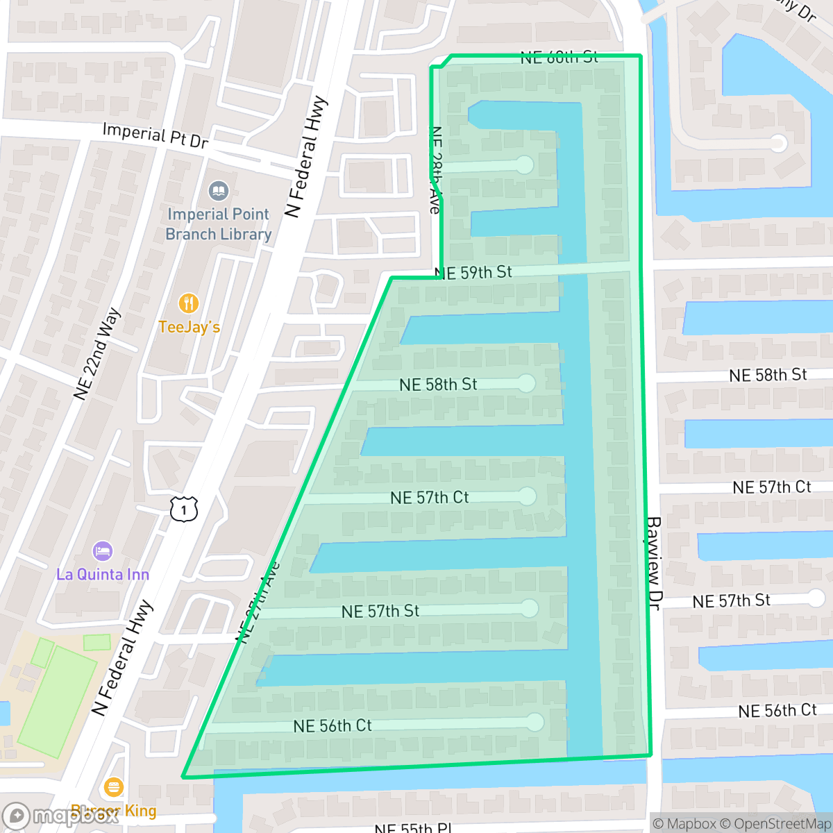 Map showing the location of Lake Estates, Fort Lauderdale, FL