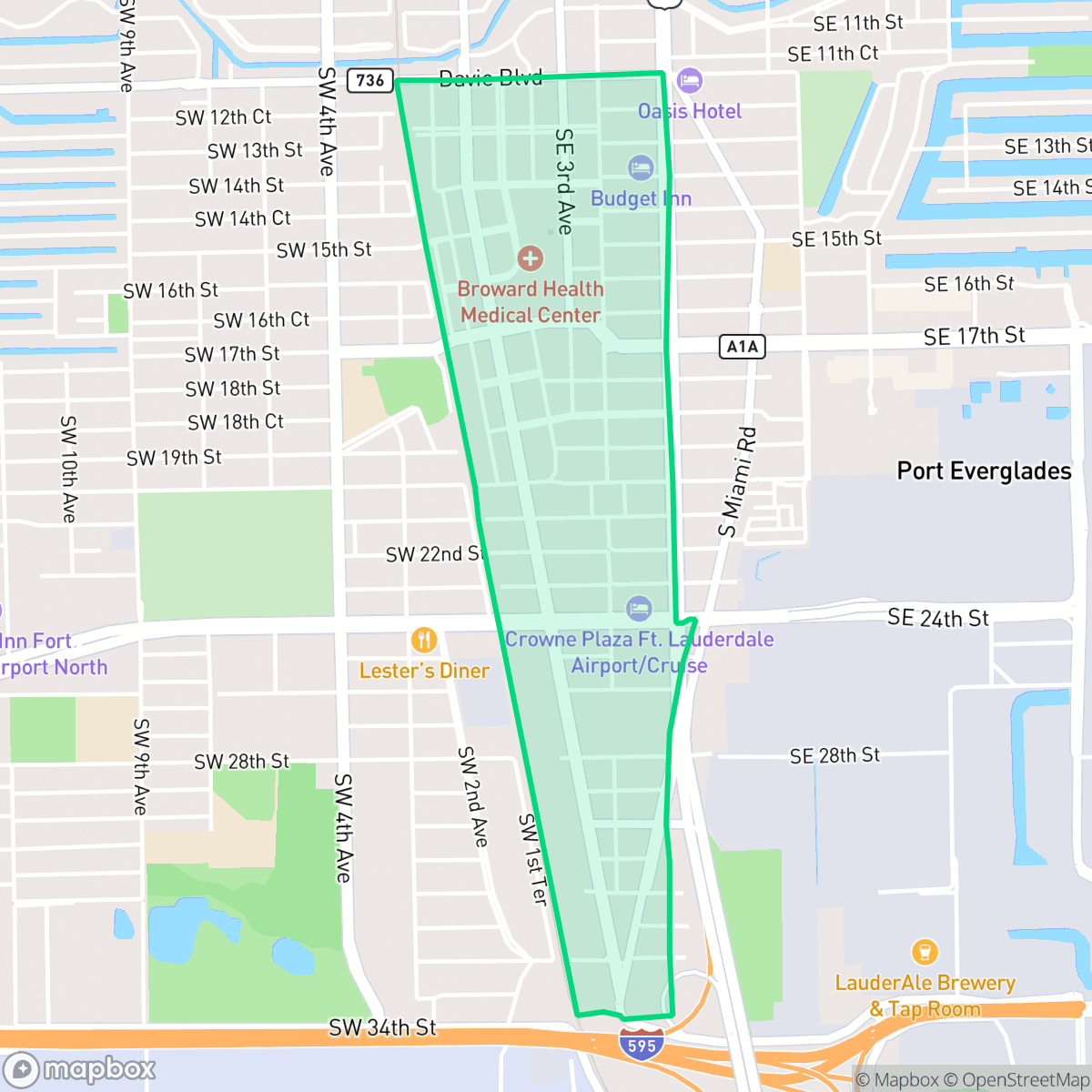 Map showing the location of Poinciana Park, Fort Lauderdale, FL