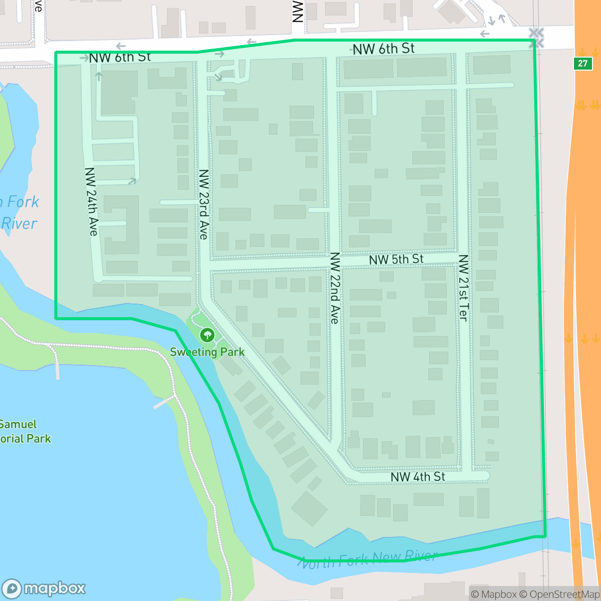 Map showing the location of River Garden Sweeting Estate, Fort Lauderdale, FL