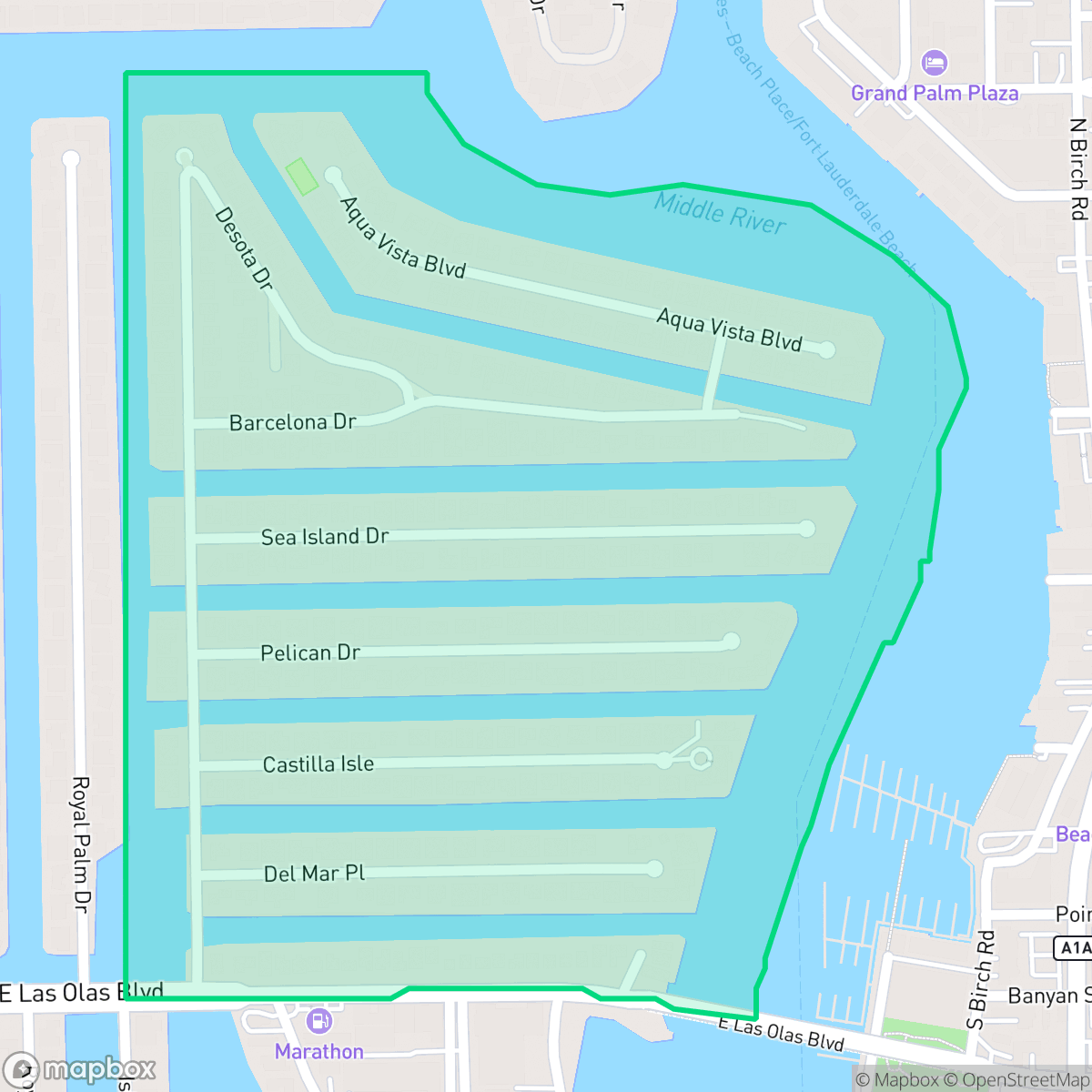 Map showing the location of Seven Isles, Fort Lauderdale, FL