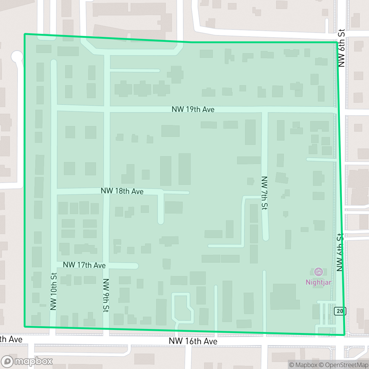 Map showing the location of Gateway Park, Gainesville, FL