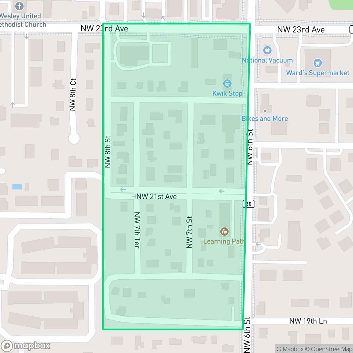 Map showing the location of Pinepark, Gainesville, FL