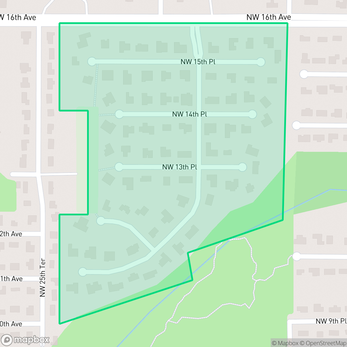 Map showing the location of Raintree, Gainesville, FL