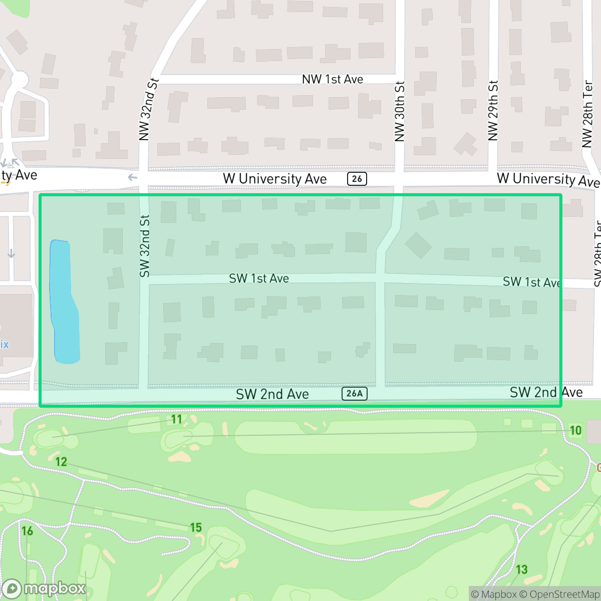 Map showing the location of South Black Acres, Gainesville, FL