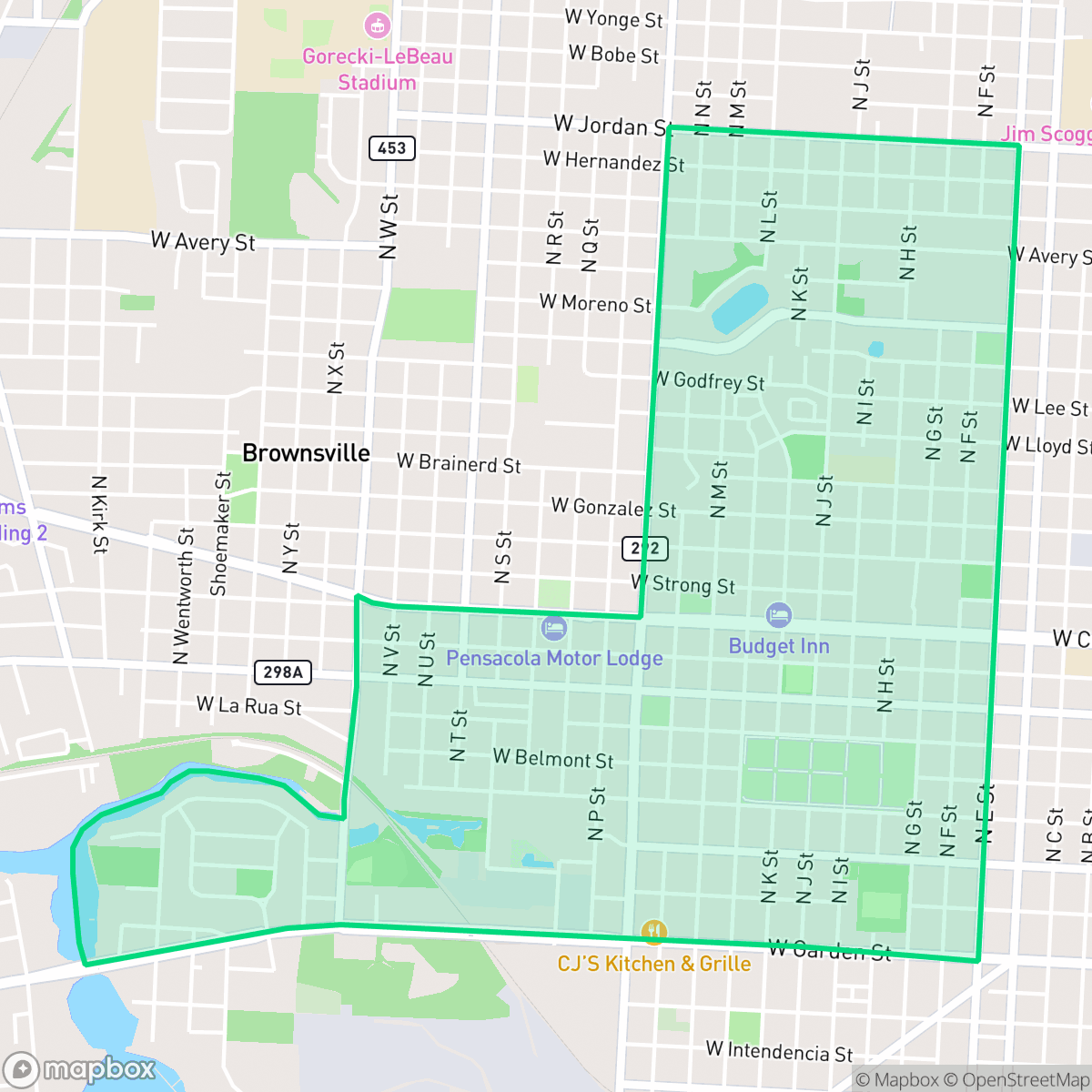 Map showing the location of Sunny Ridge, Goulding, FL