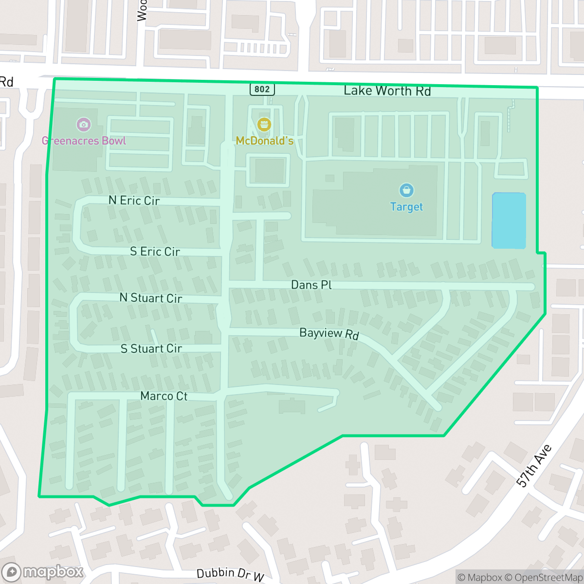 Map showing the location of Colonial Coach Estates, Greenacres, FL