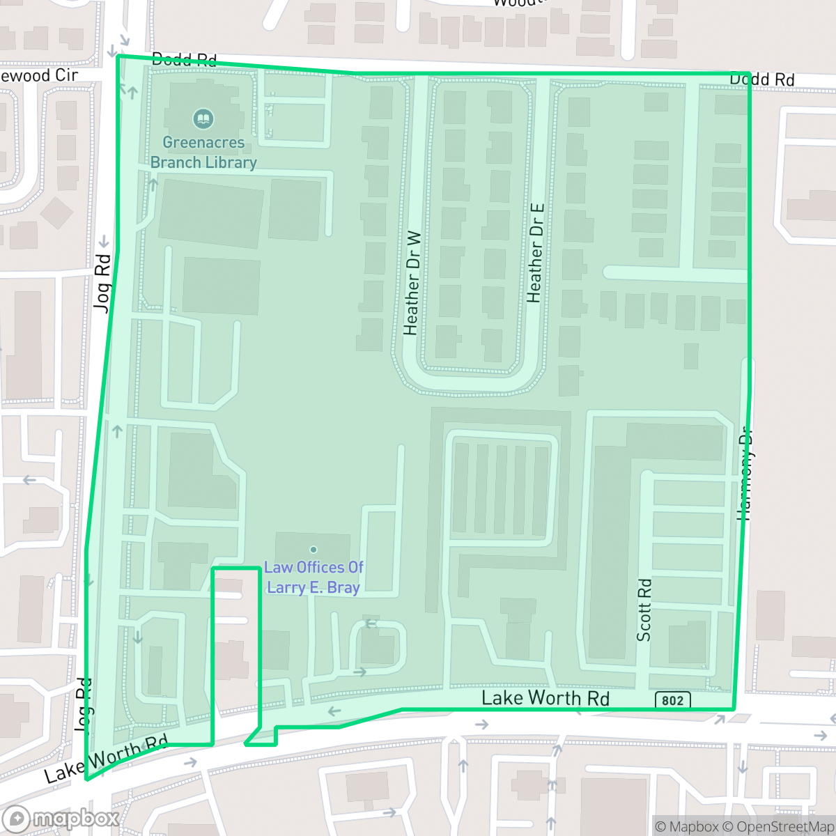 Map showing the location of Heather Estates, Greenacres, FL
