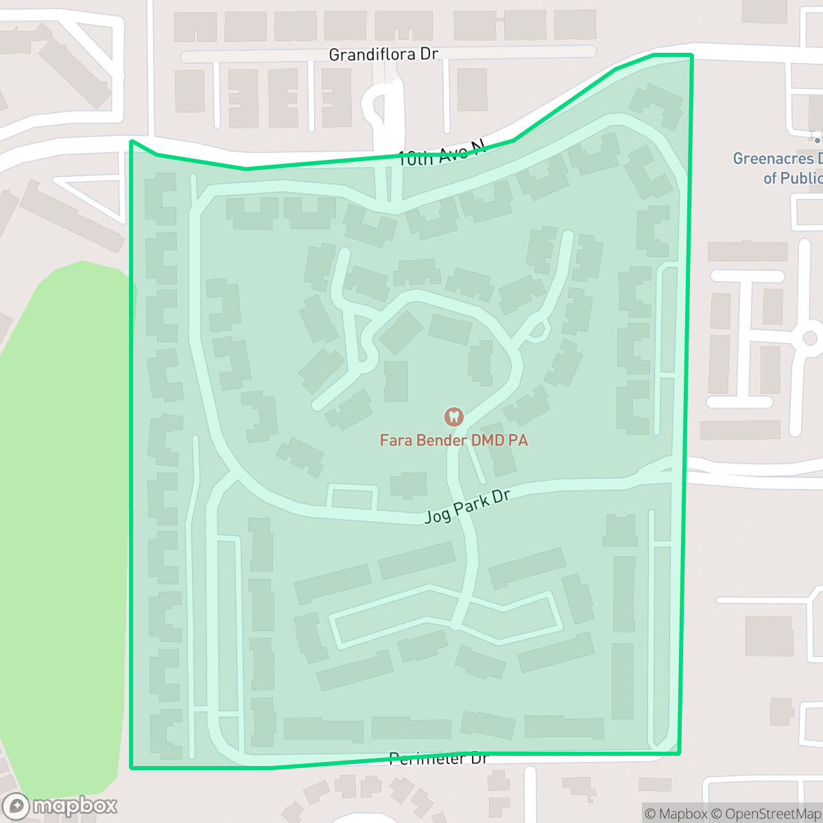 Map showing the location of Park Pointe, Greenacres, FL
