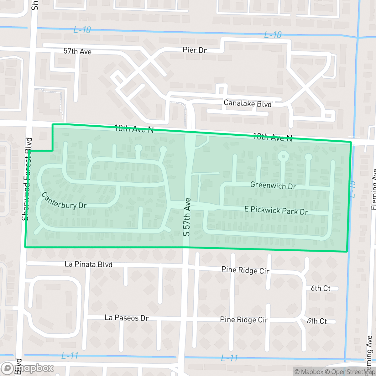 Map showing the location of Pickwick Park, Greenacres, FL