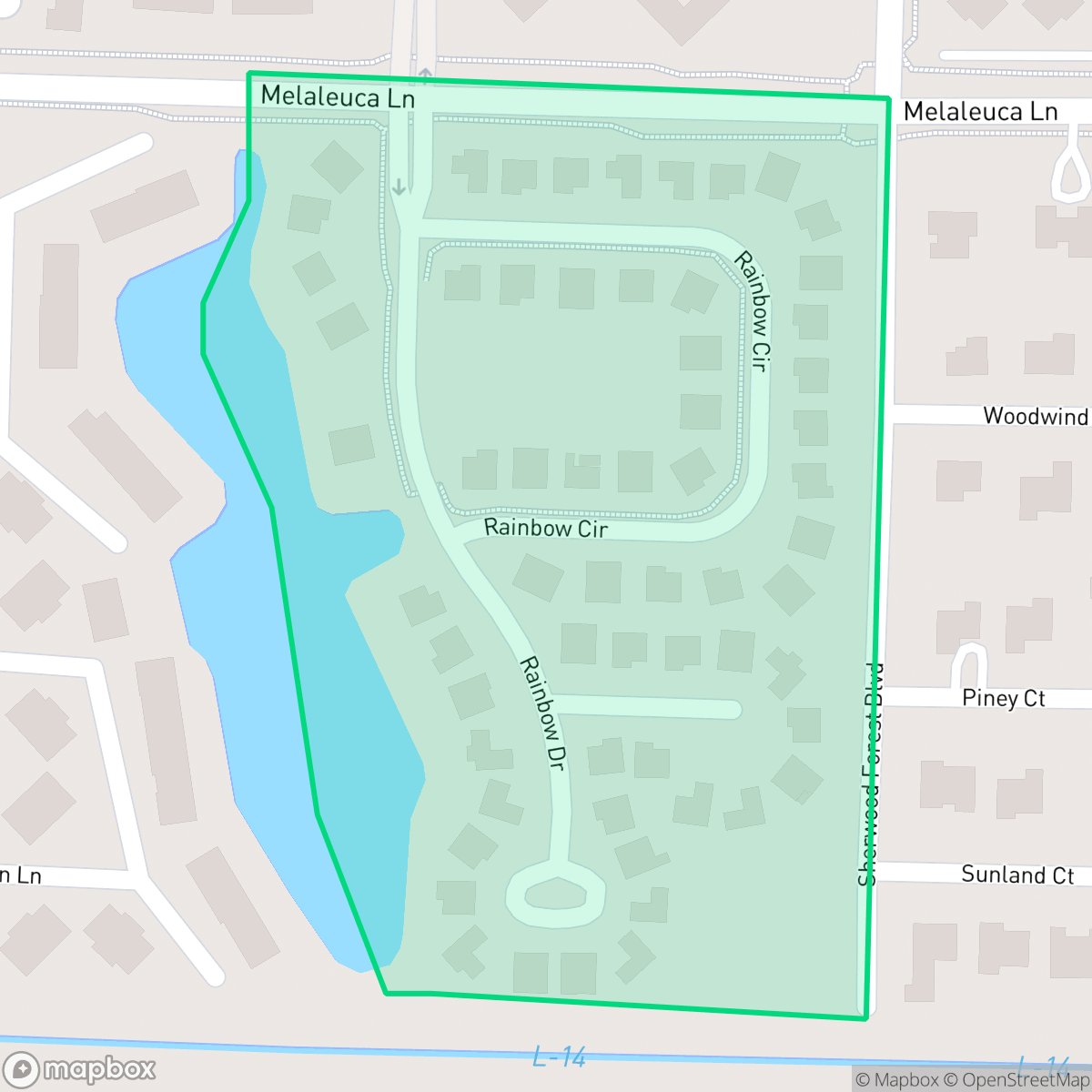 Map showing the location of The Rainbows, Greenacres, FL
