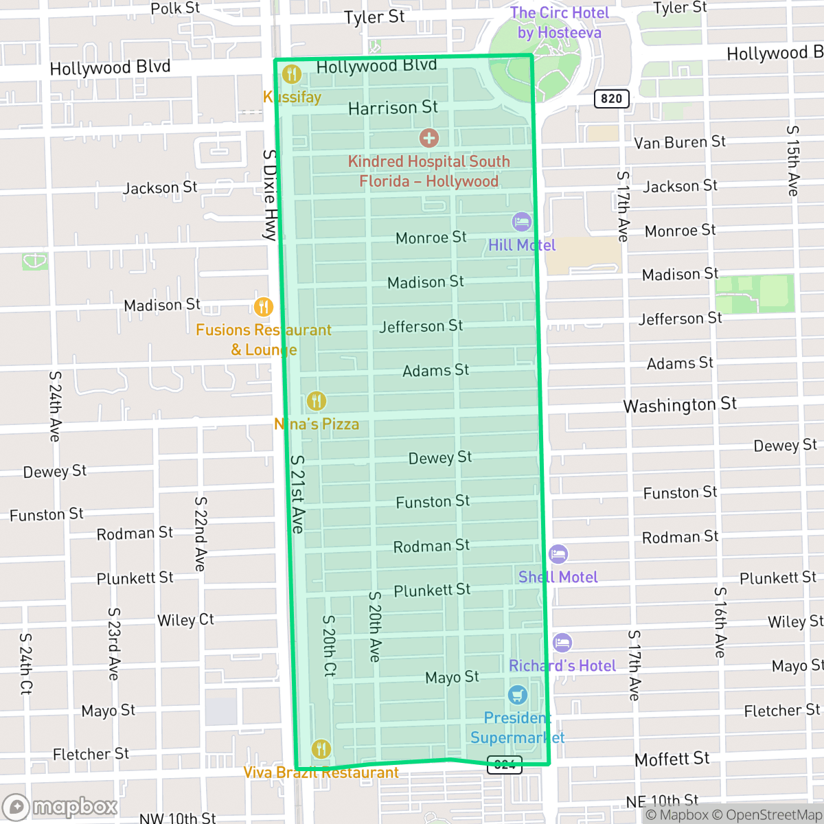 Map showing the location of Park Side, Hollywood, FL